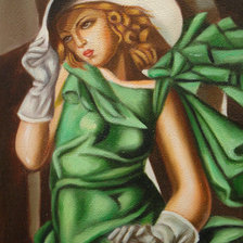 Схема вышивки «дама в зелёном»