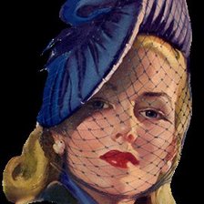 Схема вышивки «Девушка в шляпке с вуалью»