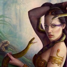 Схема вышивки «Девушка со змеями»