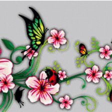 Схема вышивки «бабочка цветы»