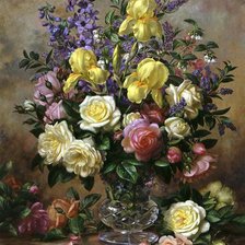 Оригинал схемы вышивки «Натюрморт, цветы, розы» (№292496)