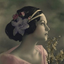 Схема вышивки «дама с сиреневым цветком»