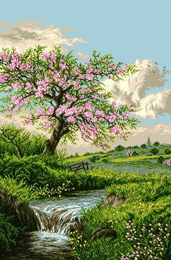 Весна - живопись, пейзаж, природа, река, картина - оригинал