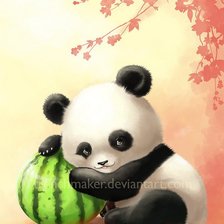 Панда с арбузом