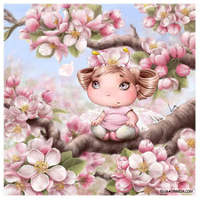 Оригинал схемы вышивки «Малышка в цветах вишни» (№296076)