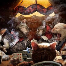 Схема вышивки «Cats in poker.»