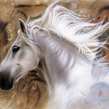Оригинал схемы вышивки «белая лошадь» (№302200)