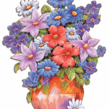 Схема вышивки «цветочный букет в вазе»
