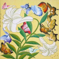 Схема вышивки «лилии и бабочки»