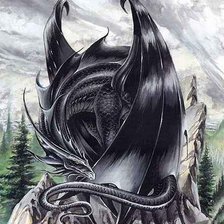 Оригинал схемы вышивки «черный дракон» (№304612)