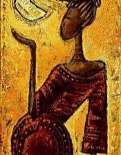 Схема вышивки «африканка с луной на ладошке»