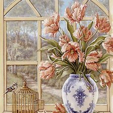 Оригинал схемы вышивки «цветы в вазе» (№305371)