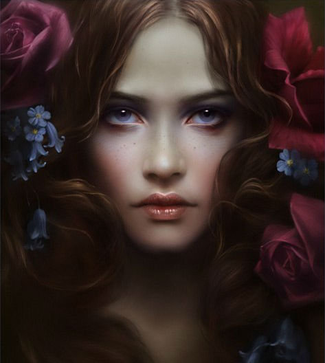 портрет девушки2 - портрет, девушка, цветы - оригинал