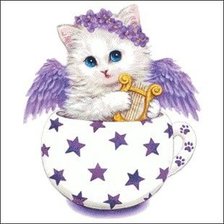 Схема вышивки «котенок ангел в чашке»