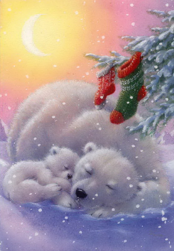 "Спят мои соседи белые медведи..." - новый год, детское, медведи - оригинал