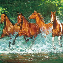 Оригинал схемы вышивки «кони в воде» (№325241)