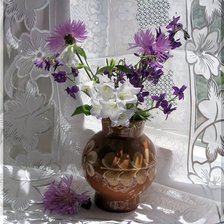 Схема вышивки «цветы на окне»