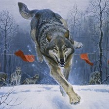 Оригинал схемы вышивки «Охота на волков» (№326298)