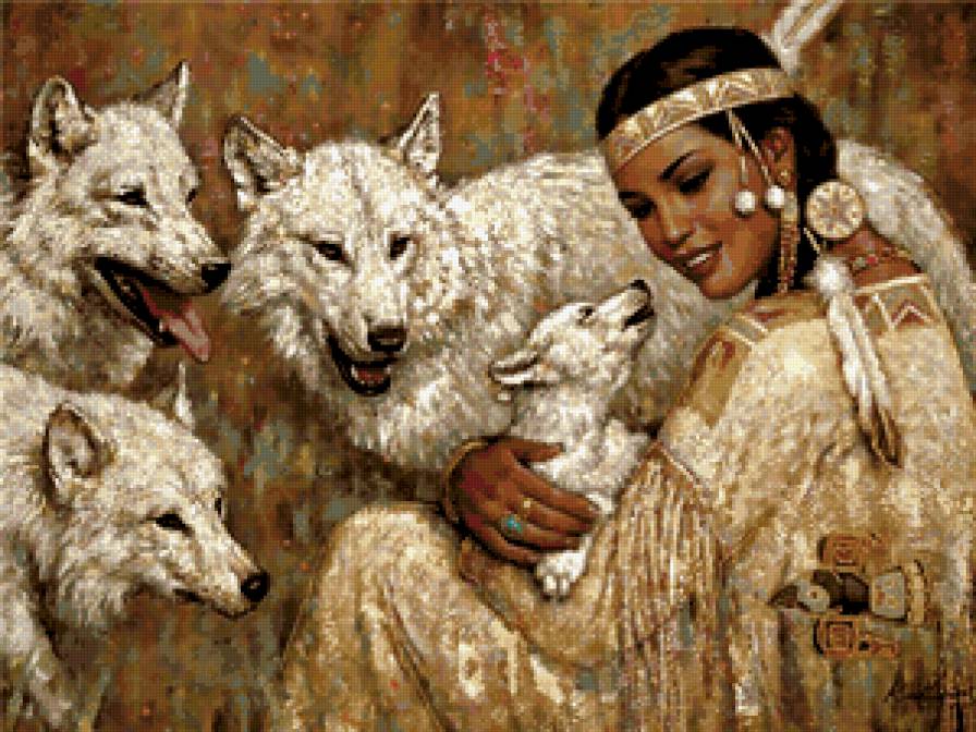 Девушка с волками - предпросмотр