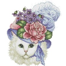 Оригинал схемы вышивки «Кошка в шляпке» (№336908)