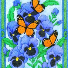 Оригинал схемы вышивки «Цветы и бабочки» (№337917)