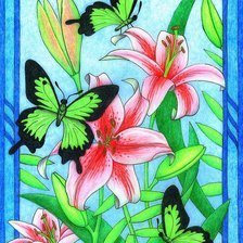 Оригинал схемы вышивки «Цветы и бабочки» (№337918)