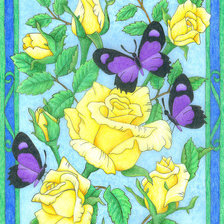 Оригинал схемы вышивки «Цветы и бабочки» (№337919)