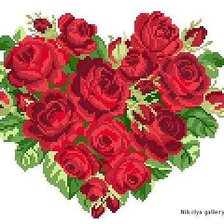 Оригинал схемы вышивки «сердце из роз» (№346476)