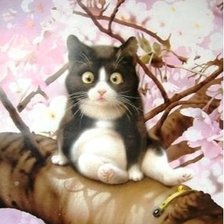 Котенок на дереве (макото мурамацу)
