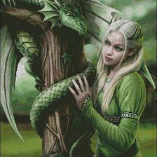 Схема вышивки «эльфийка и дракончик»