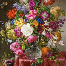 Оригинал схемы вышивки «Натюрморт, цветы, розы» (№349553)