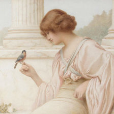Схема вышивки «Девушка с птицей.»