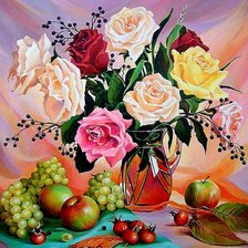 Схема вышивки «Розы и фрукты»