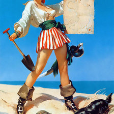 Схема вышивки «ретро девушка пиратка»