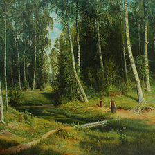 Оригинал схемы вышивки «"Ручей в березовом лесу" Иван Шишкин» (№358047)