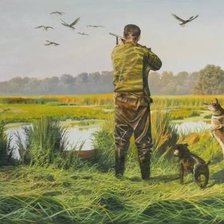 Схема вышивки «Юрий Александрович Зосич . Картина : охота на уток.»