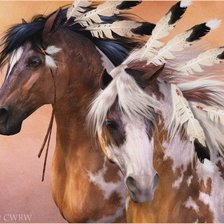 Схема вышивки «Индейские лошади»
