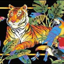 Схема вышивки «тигр и попугаи»