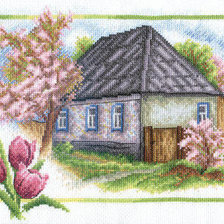 Оригинал схемы вышивки «Весна в деревне» (№367877)