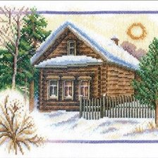 Оригинал схемы вышивки «Зима в деревне» (№367879)