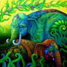 Схема вышивки «Разноцветные слоны Kris Surajaroenjai  3»