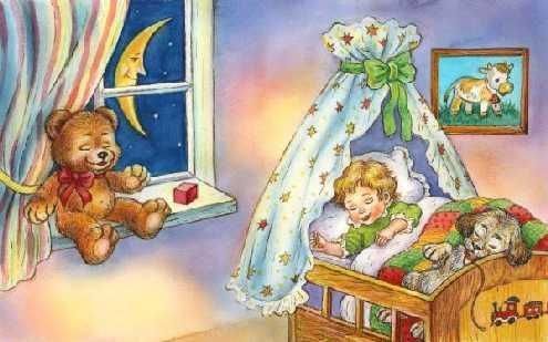 спокойной ночи малыши - собачка, сон, дети, ночь, колыбель, мишка, ребенок, кроватка, месяц - оригинал