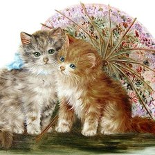 Схема вышивки «Котята под зонтиком»