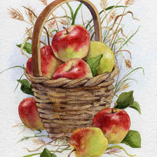 Оригинал схемы вышивки «яблоки в корзине» (№386376)