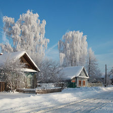 Оригинал схемы вышивки «зима в деревне» (№386436)