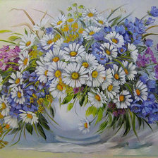 Оригинал схемы вышивки «полевые цветы в вазе» (№388636)