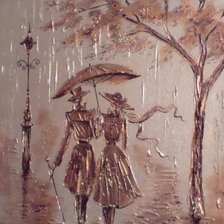Схема вышивки «Пара под зонтом картина»