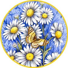 Оригинал схемы вышивки «Ромашки и бабочки» (№395255)