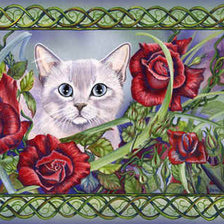 Схема вышивки «котенок и розы»