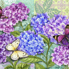 Оригинал схемы вышивки «Гортензия и бабочки» (№400022)